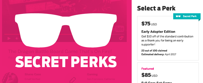 Secret perks for crowdfunding