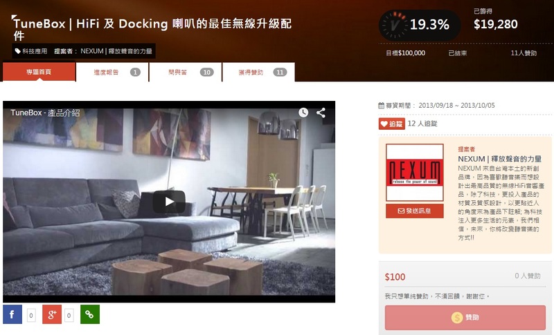 TuneBox 只募集十天，最後失敗收場。